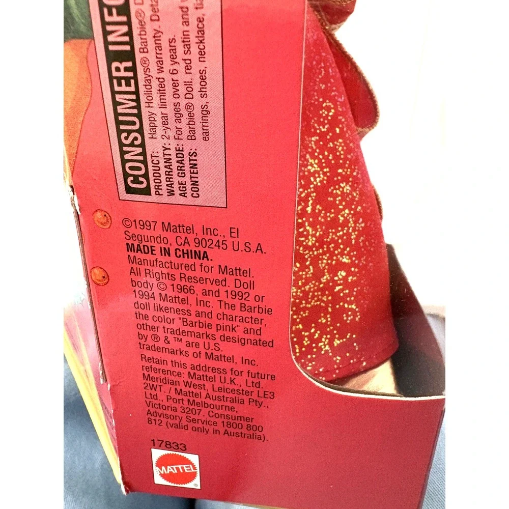 Barbie 1997 10th Anniversary Happy Holidays African American Doll Christmas